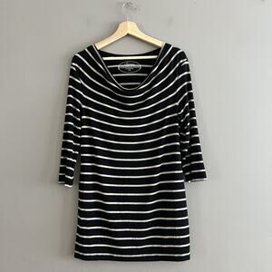 Soma Live Lounge Wear  Womens Dress Tunic Striped Black Gold Lagenlook Sz Small